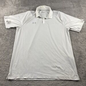 Under Armour Polo Shirt Mens Large White Short Sleeve Loose
